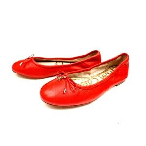 Sam Edelman Womens Felicia Red Leather Ballet Flats 5.5 Medium